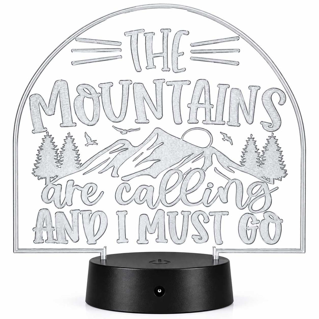 Inspirational LED Lighted Plaque | The Mountains Are Calling and I Must Go | Glowing Creation