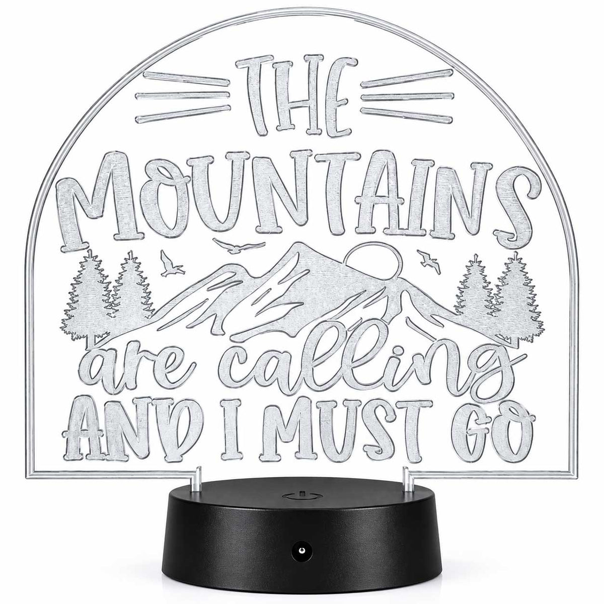 Inspirational LED Lighted Plaque | The Mountains Are Calling and I Must Go | Glowing Creation