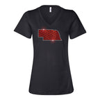 Nebraska Chevron Rhinestone V-Neck Tee | Multiple Sizes | Nature Finds & Designs