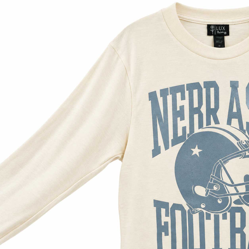 Nebraska Football Helmet Long Sleeve Shirt | Multiple Sizes | Lux by Leslie