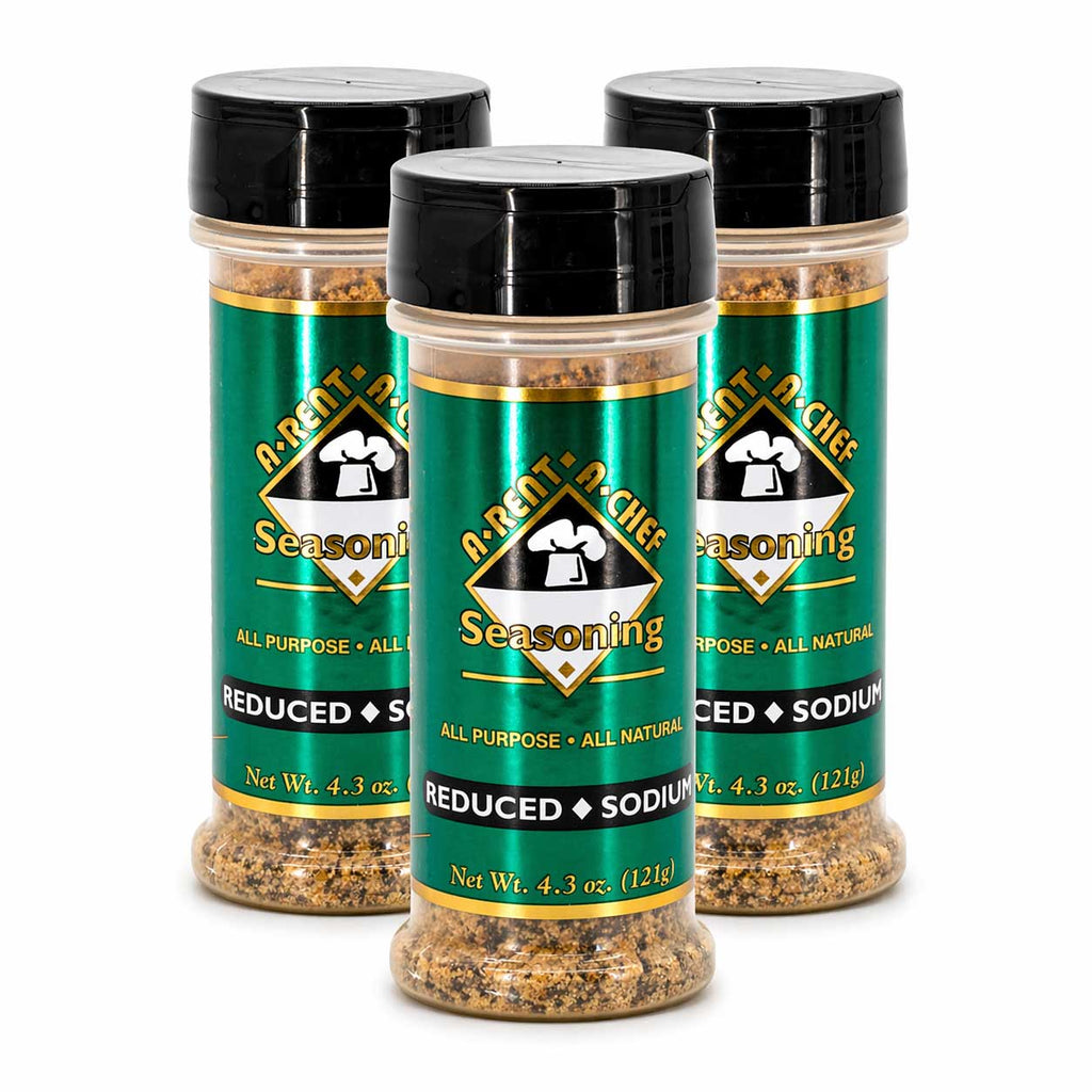 Reduced Sodium Seasoning | Pack of 3 | 4.3 oz | Gluten Free | A-Rent-A-Chef