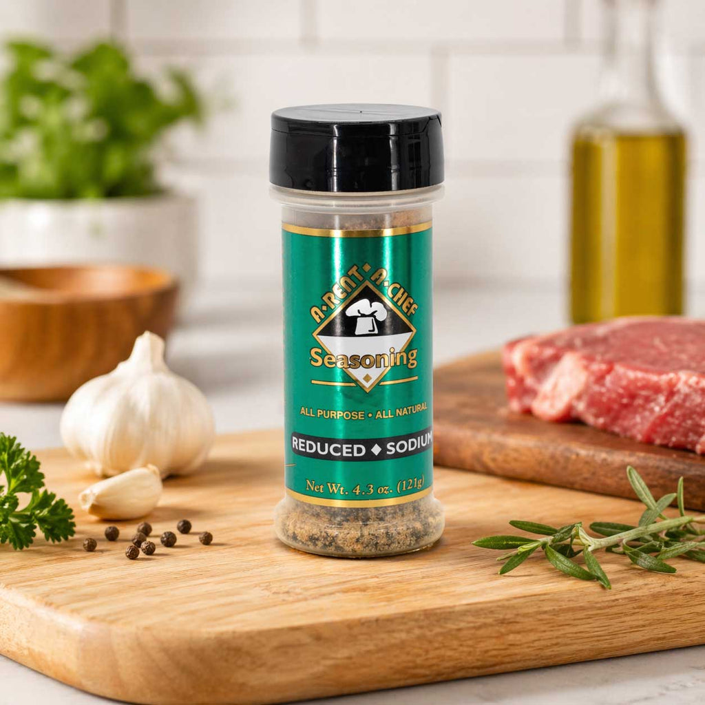 Reduced Sodium Seasoning | Pack of 3 | 4.3 oz | Gluten Free | A-Rent-A-Chef