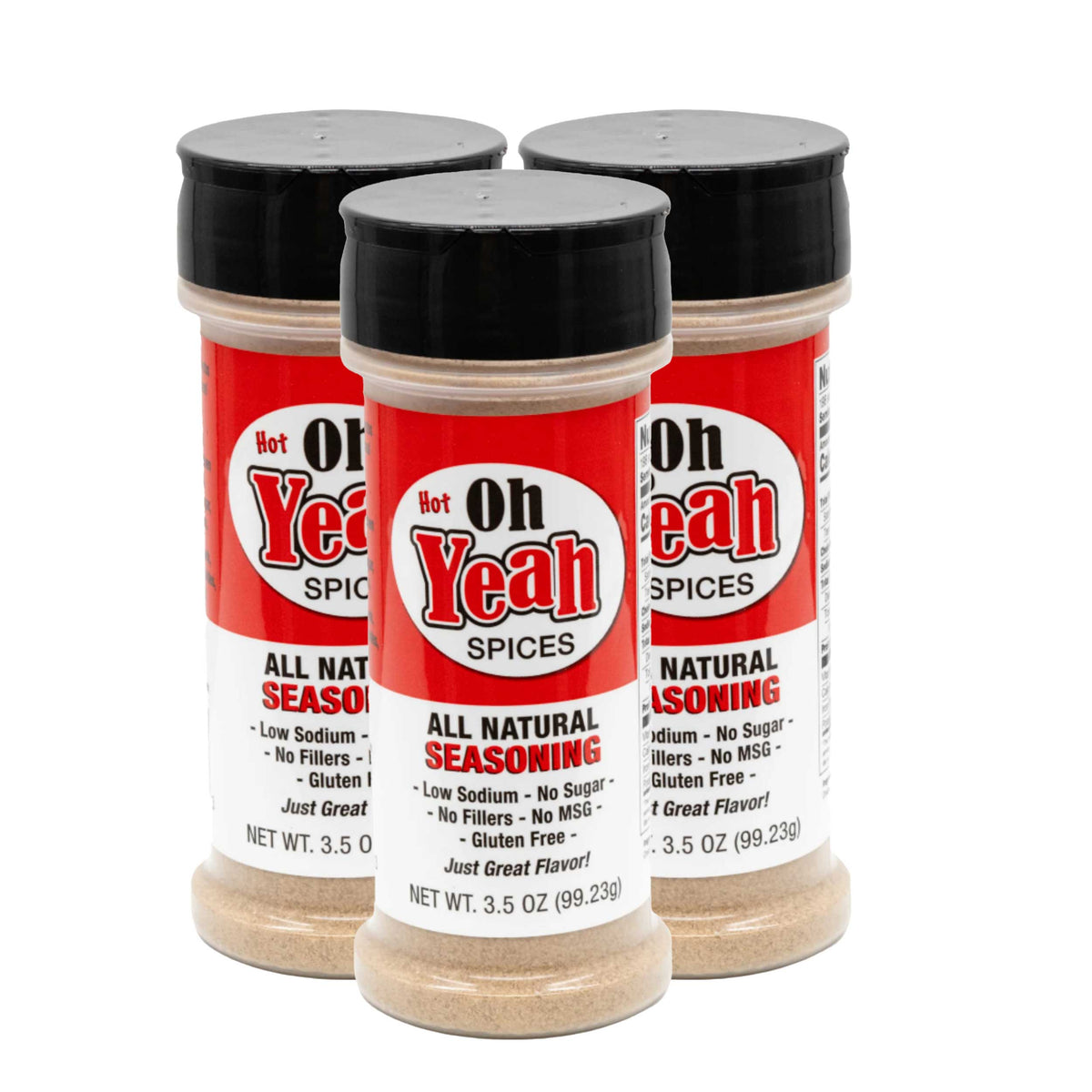 Hot All Natural Spice | Pack of 3 | 3.5 oz | Gluten Free | Oh Yeah Spices