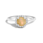 10K Gold Gemstone and 3/8 Cttw Diamond Halo Jewelry Set (Earrings, Pendant & Ring)