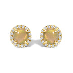 10K Gold Gemstone and 3/8 Cttw Diamond Halo Jewelry Set (Earrings, Pendant & Ring)