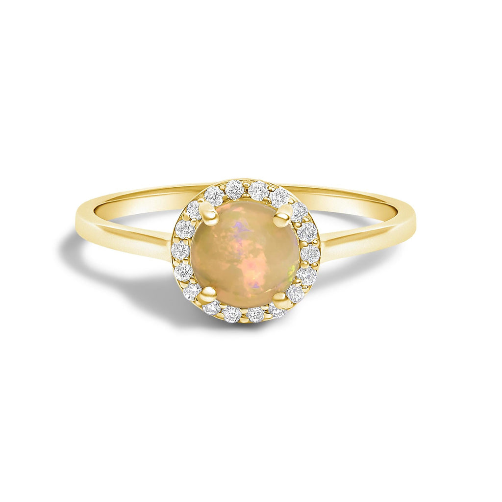 10K Gold Gemstone and 3/8 Cttw Diamond Halo Jewelry Set (Earrings, Pendant & Ring)