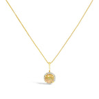 10K Gold Gemstone and 3/8 Cttw Diamond Halo Jewelry Set (Earrings, Pendant & Ring)