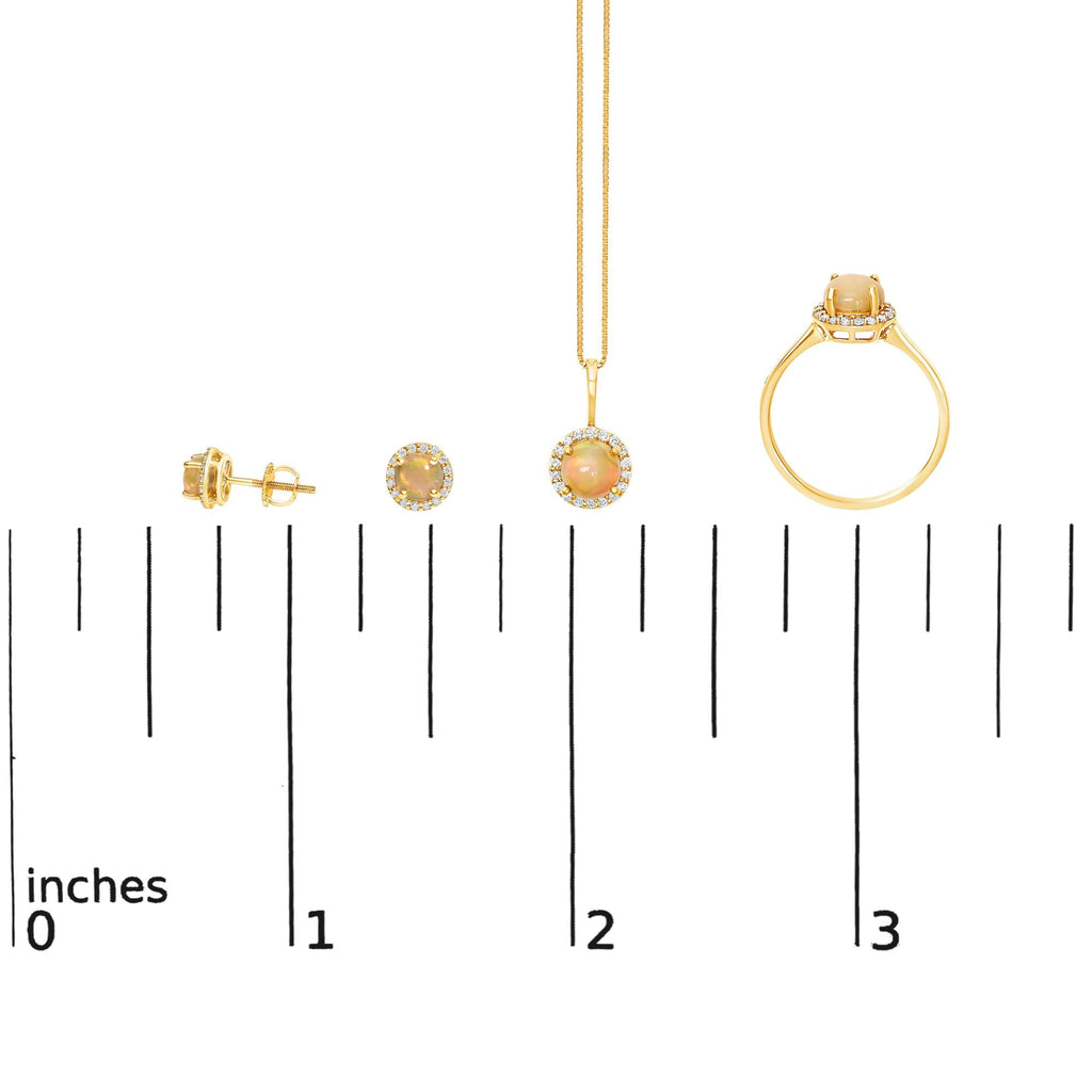 10K Gold Gemstone and 3/8 Cttw Diamond Halo Jewelry Set (Earrings, Pendant & Ring)