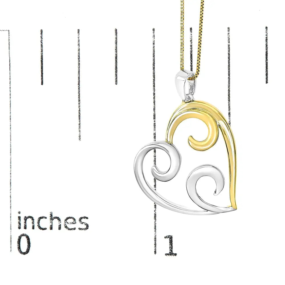 Open heart swirl pendant necklace in 10k gold over sterling silver 18 bijoux-nyc direct