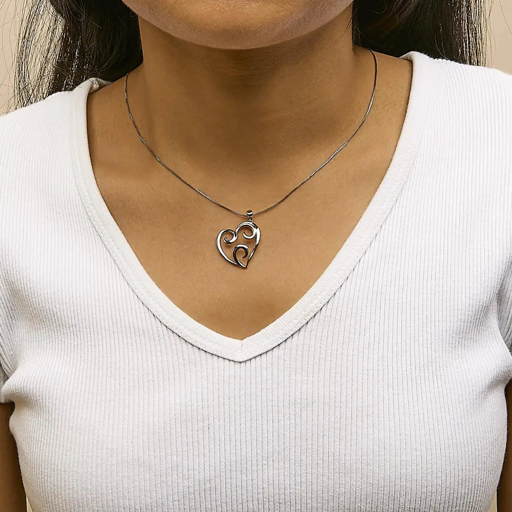 Open heart swirl pendant necklace in 10k gold over sterling silver 18 bijoux-nyc direct