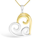 Open heart swirl pendant necklace in 10k gold over sterling silver 18 bijoux-nyc direct