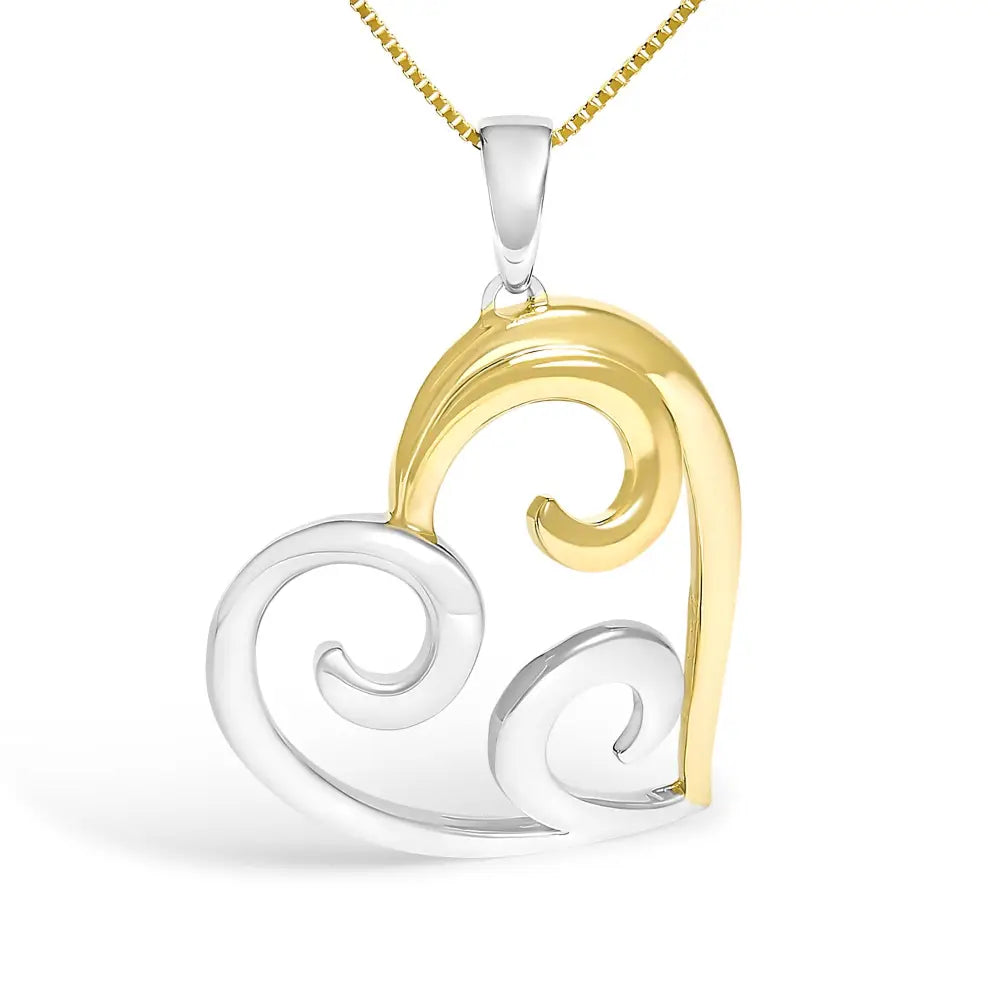 Open heart swirl pendant necklace in 10k gold over sterling silver 18 bijoux-nyc direct