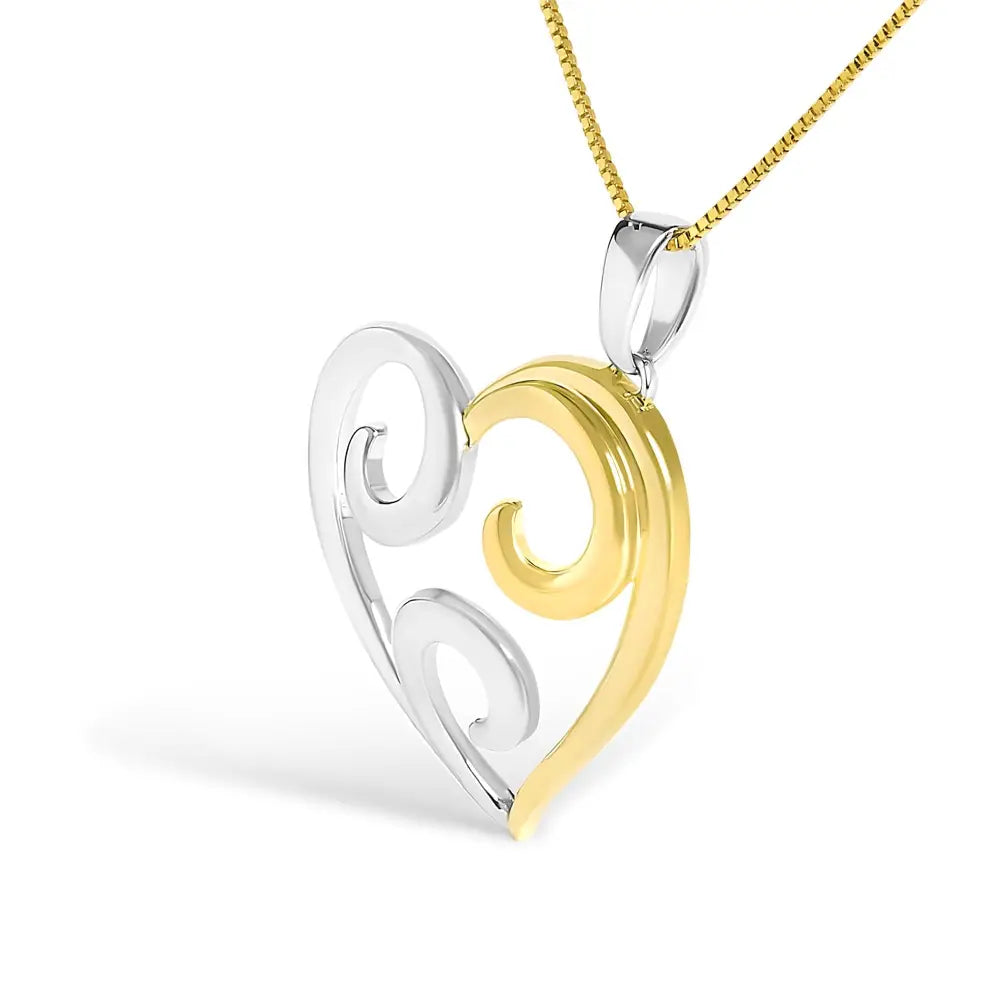 Open heart swirl pendant necklace in 10k gold over sterling silver 18 bijoux-nyc direct