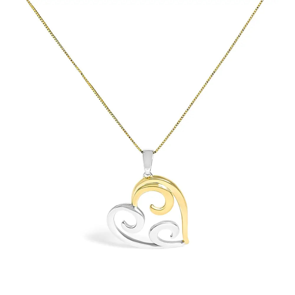 Open heart swirl pendant necklace in 10k gold over sterling silver 18 bijoux-nyc direct