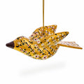 6-Inch Long Golden Bird Wooden Christmas Ornament