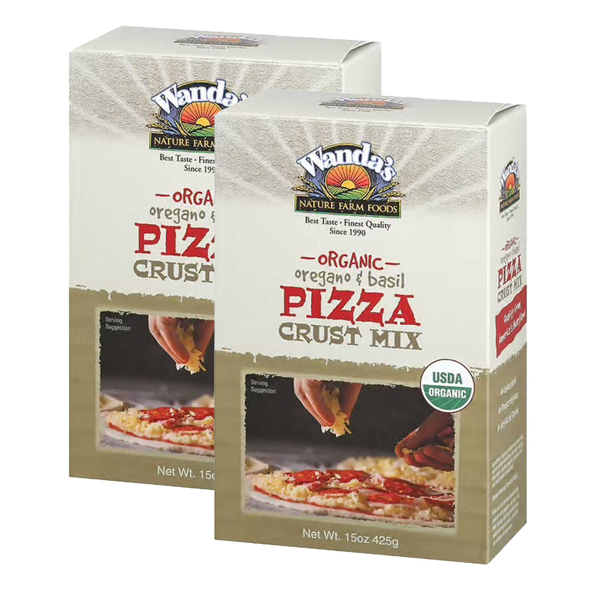 Wanda's Organic Oregano & Basil Pizza Crust Mix | Pack of 2 | 15 oz | Heartland Gourmet | 1376