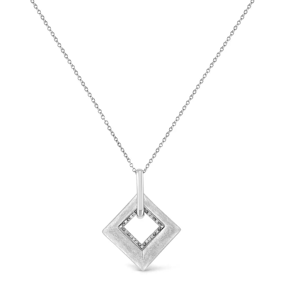 Pavé diamond kite pendant necklace in sterling silver 1/20 cttw 18 bijoux-nyc direct