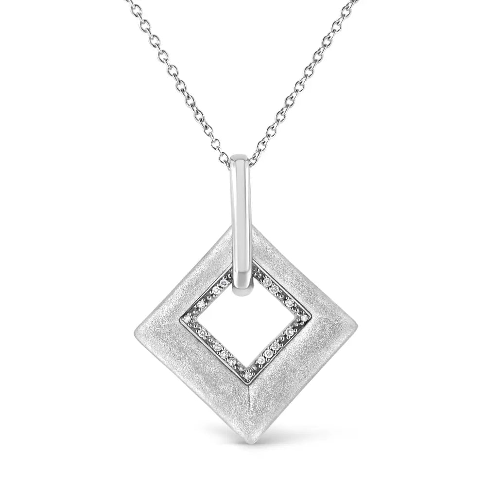 Pavé diamond kite pendant necklace in sterling silver 1/20 cttw 18 bijoux-nyc direct