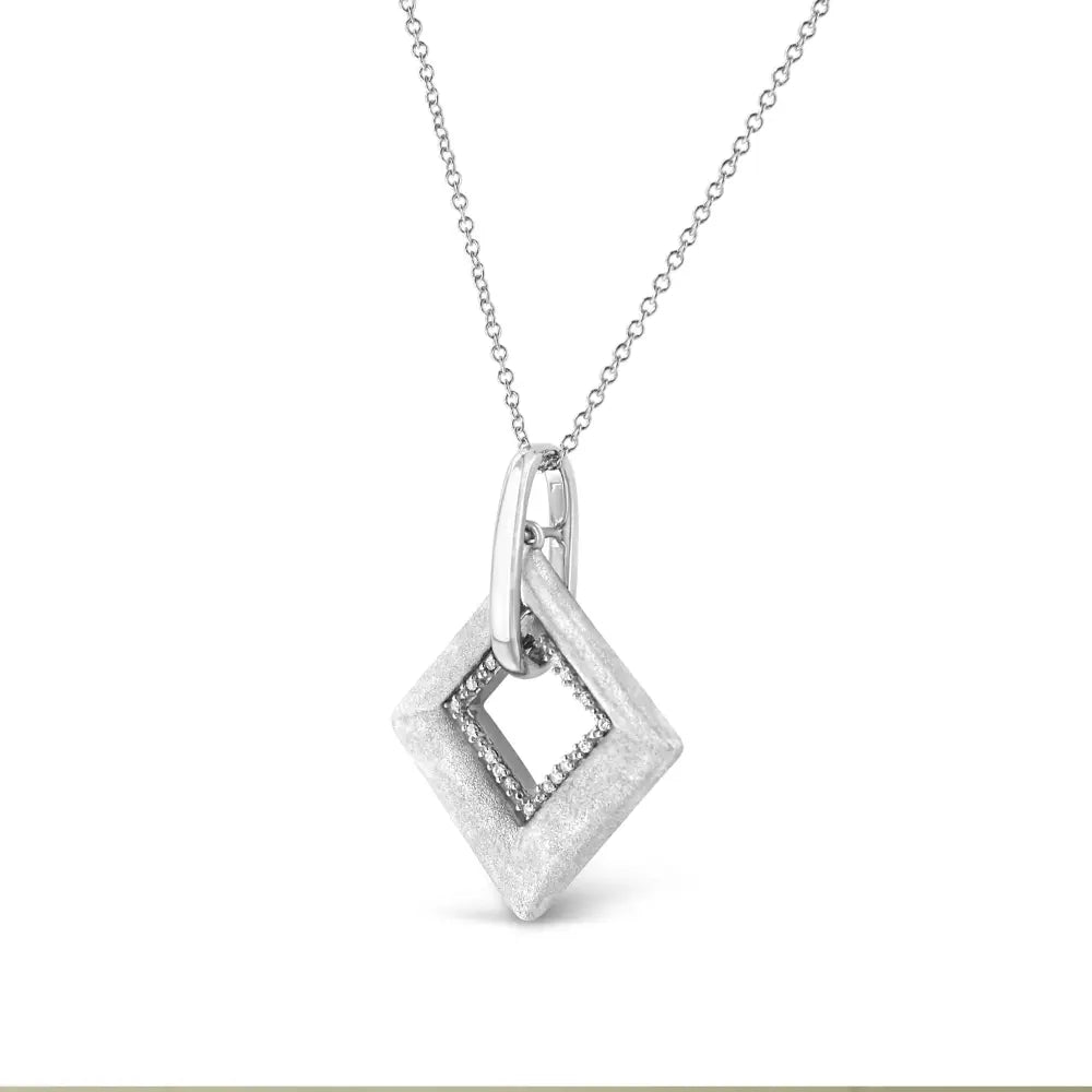 Pavé diamond kite pendant necklace in sterling silver 1/20 cttw 18 bijoux-nyc direct