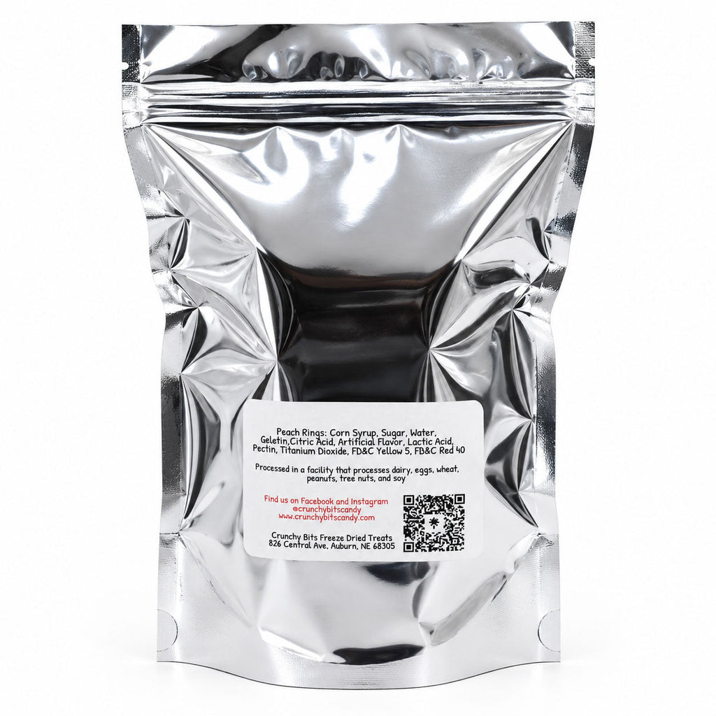 Peach Crunchy-Os Freeze-Dried Candy | 6 ct | Crunchy Bits Candy