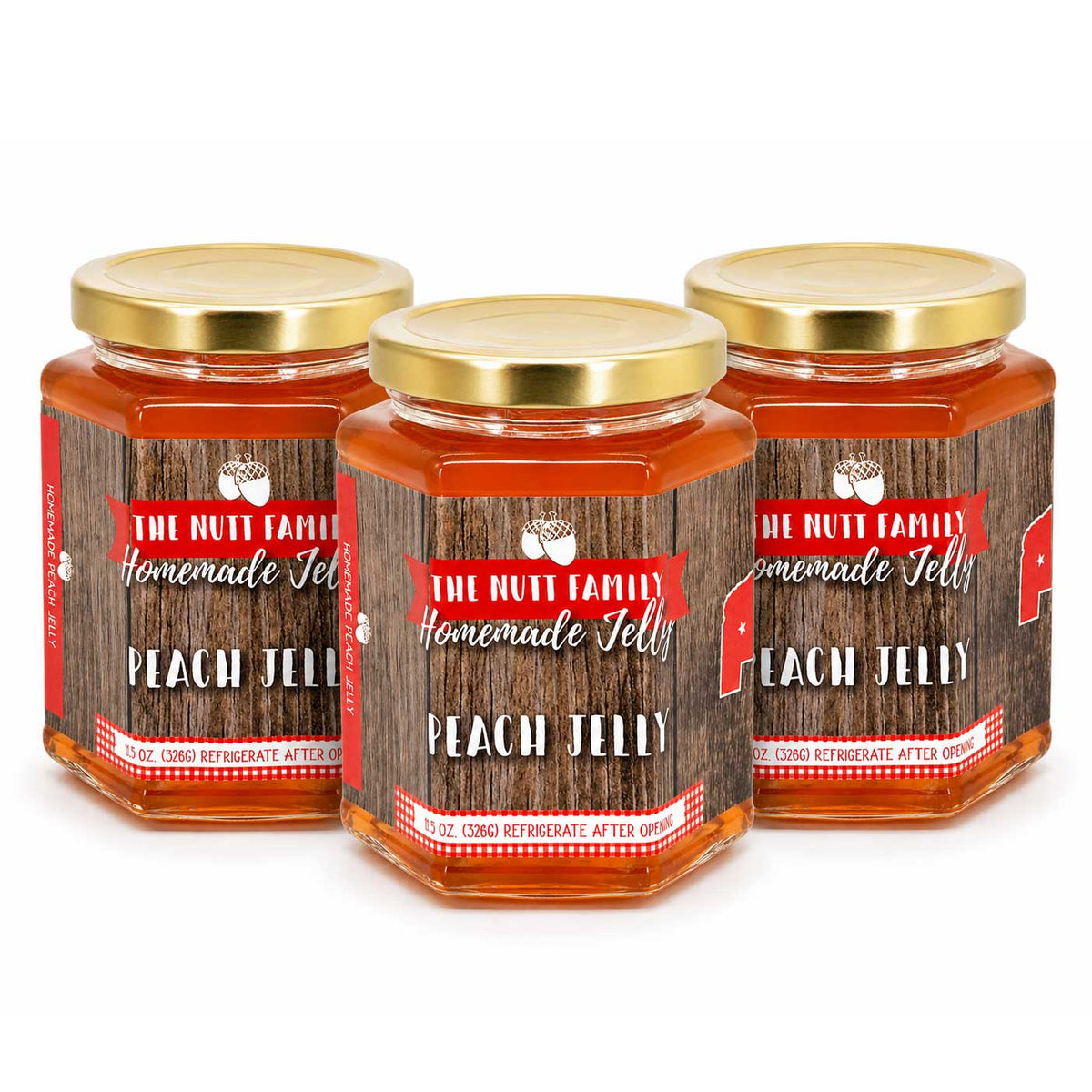 Peach Jelly | Pack of 3 | 11.5 oz | Nutt Family Jams & Jellies