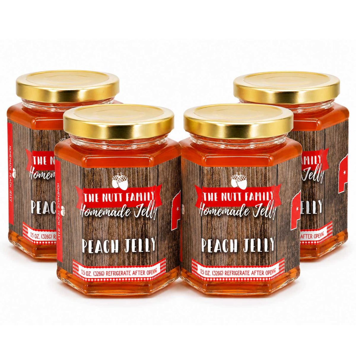 Peach Jelly | Pack of 4 | 11.5 oz | Nutt Family Jams & Jellies