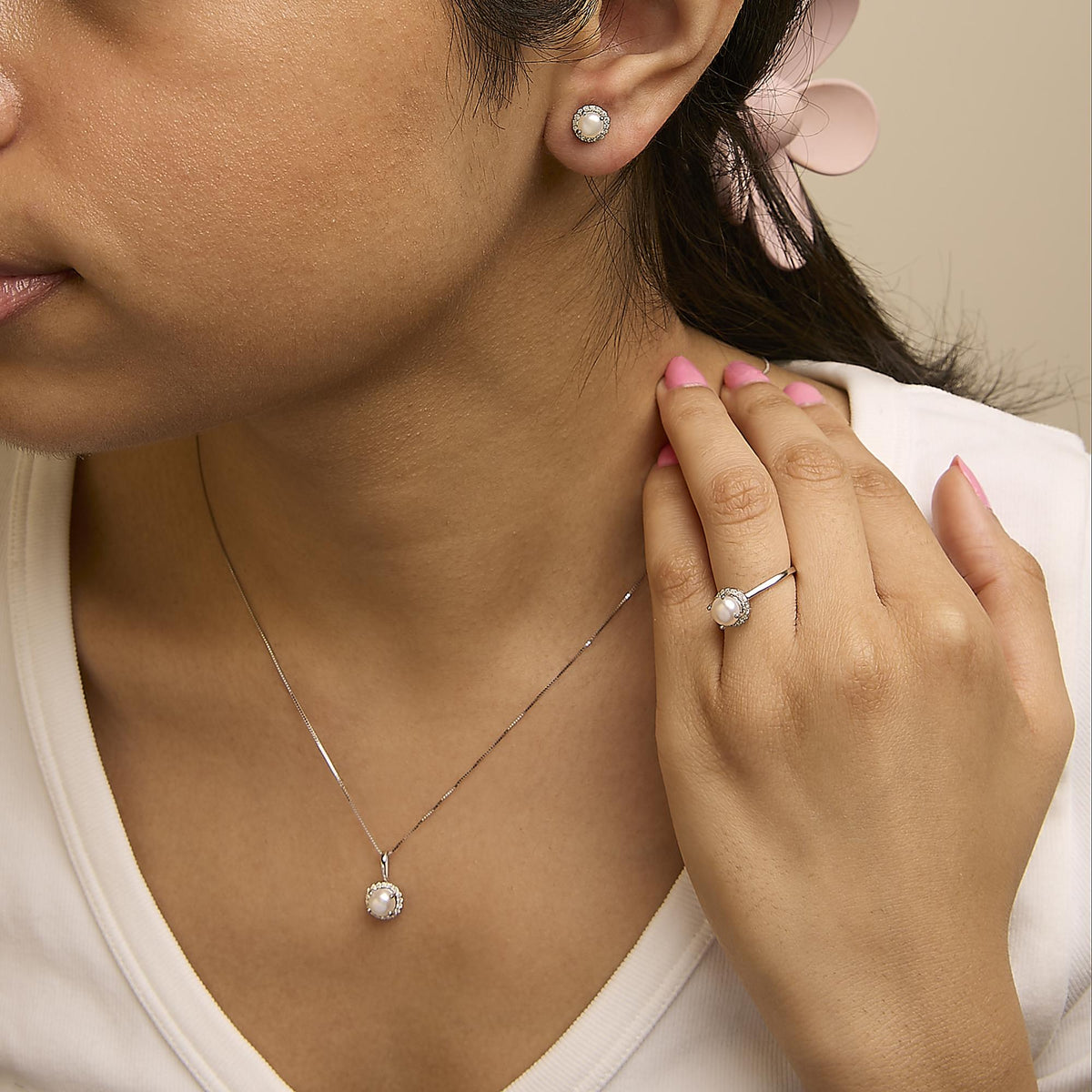 10K Gold Gemstone and 3/8 Cttw Diamond Halo Jewelry Set (Earrings, Pendant & Ring)