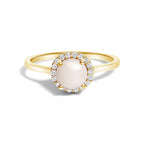 10K Gold Gemstone and 3/8 Cttw Diamond Halo Jewelry Set (Earrings, Pendant & Ring)