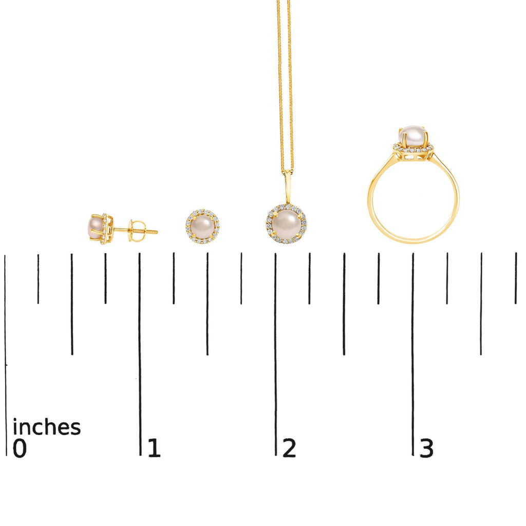 10K Gold Gemstone and 3/8 Cttw Diamond Halo Jewelry Set (Earrings, Pendant & Ring)