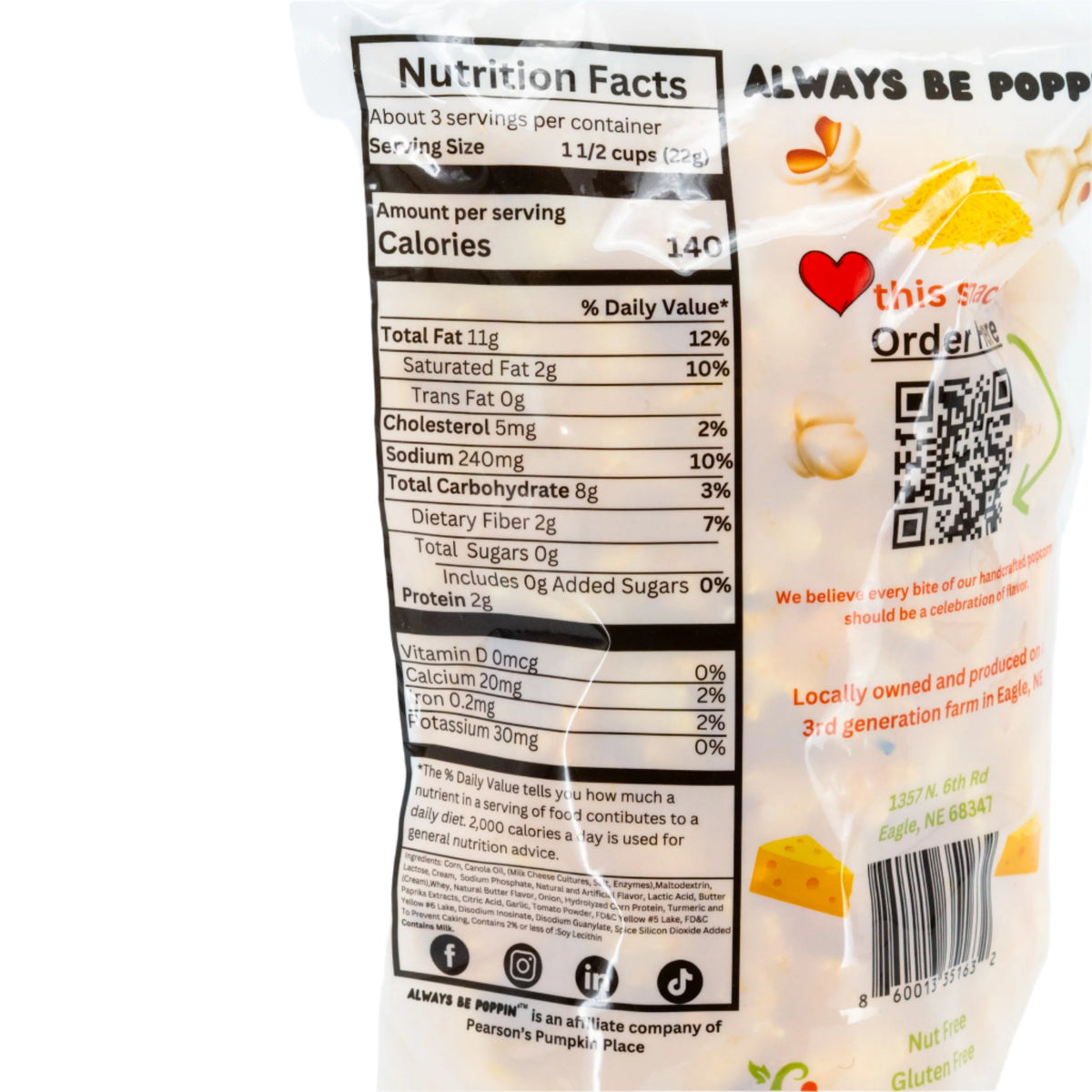 Cheddar Popcorn | 3.5 oz | Gluten Free | Pearson's Pumpkin Place
