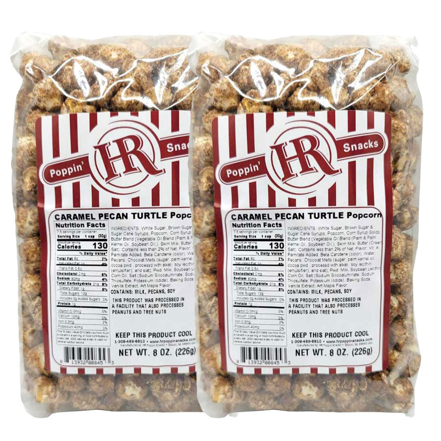 Caramel Pecan Turtle Popcorn | 8 oz | Pack of 2 | HR Poppin' Snacks