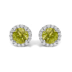 10K Gold Gemstone and 3/8 Cttw Diamond Halo Jewelry Set (Earrings, Pendant & Ring)
