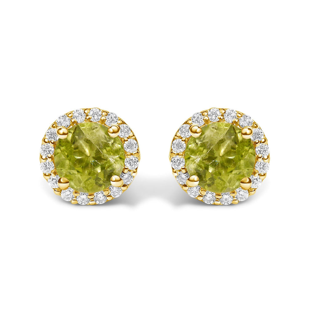 10K Gold Gemstone and 3/8 Cttw Diamond Halo Jewelry Set (Earrings, Pendant & Ring)