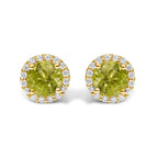 10K Gold Gemstone and 3/8 Cttw Diamond Halo Jewelry Set (Earrings, Pendant & Ring)