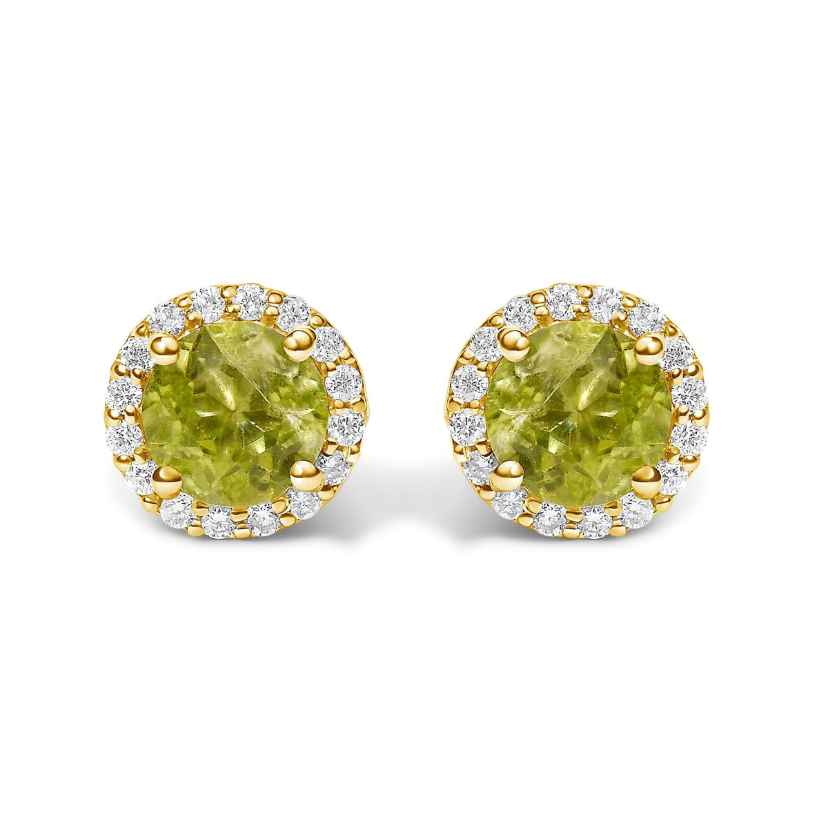 10K Gold Gemstone and 3/8 Cttw Diamond Halo Jewelry Set (Earrings, Pendant & Ring)