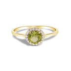 10K Gold Gemstone and 3/8 Cttw Diamond Halo Jewelry Set (Earrings, Pendant & Ring)