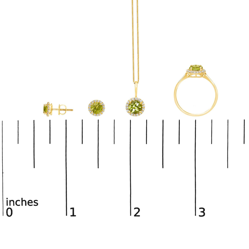 10K Gold Gemstone and 3/8 Cttw Diamond Halo Jewelry Set (Earrings, Pendant & Ring)