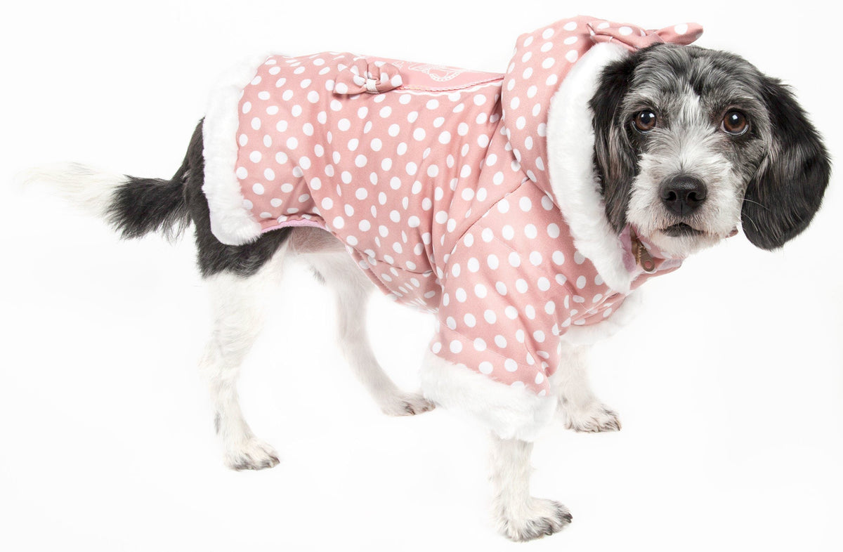 Pet Life ® 'Bow-Couture' Polka-Dot Bowed Insulated Dog Sweater Jacket
