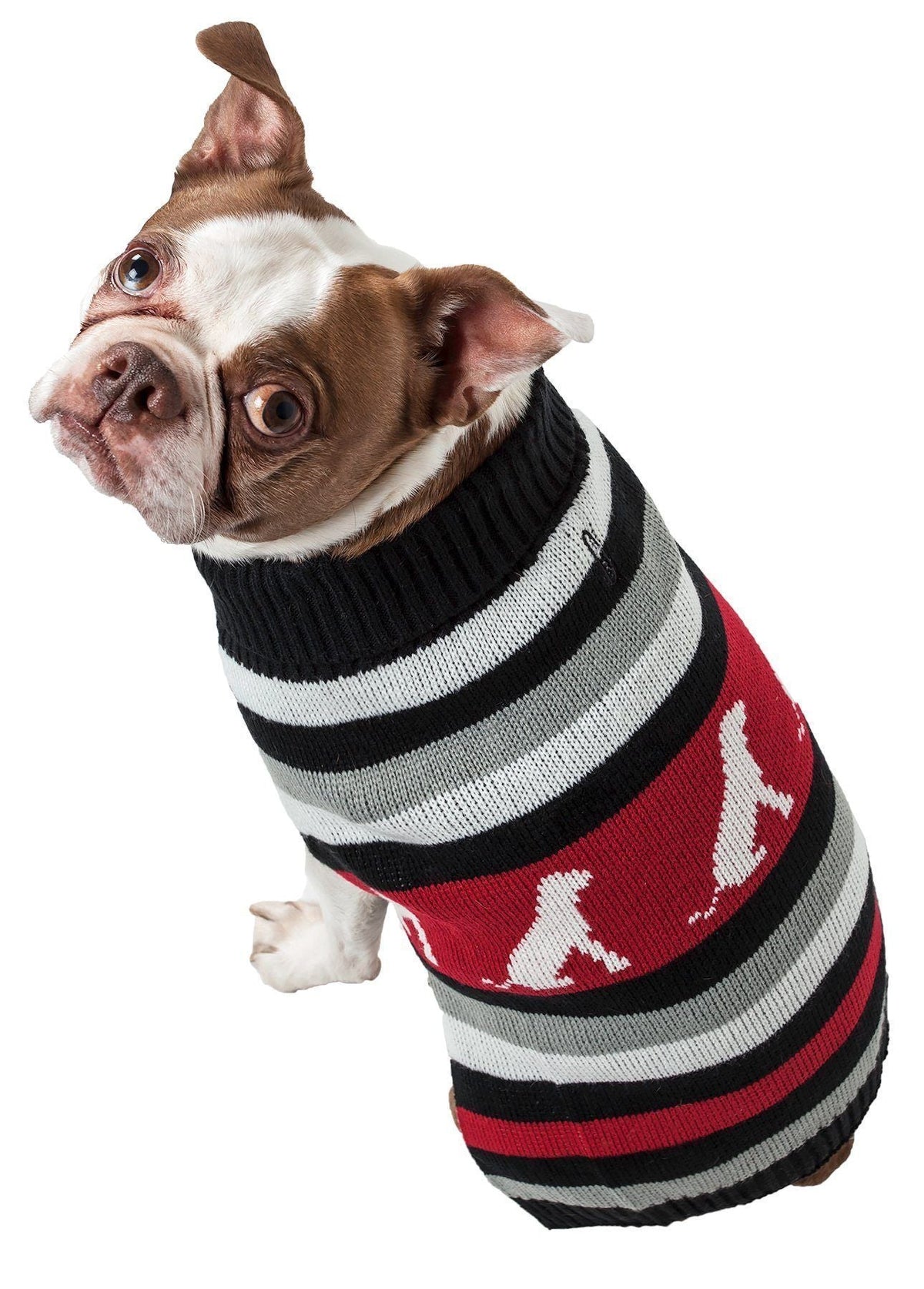 Pet Life ® Dog Patterned Fashion Striped Ribbed Turtle Neck Dog Sweater
