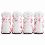 Pet Life ® Fur-Comfort 3M Insulated Fashion Fur and PVC Waterproof Winter Dog Boots - Set of 4