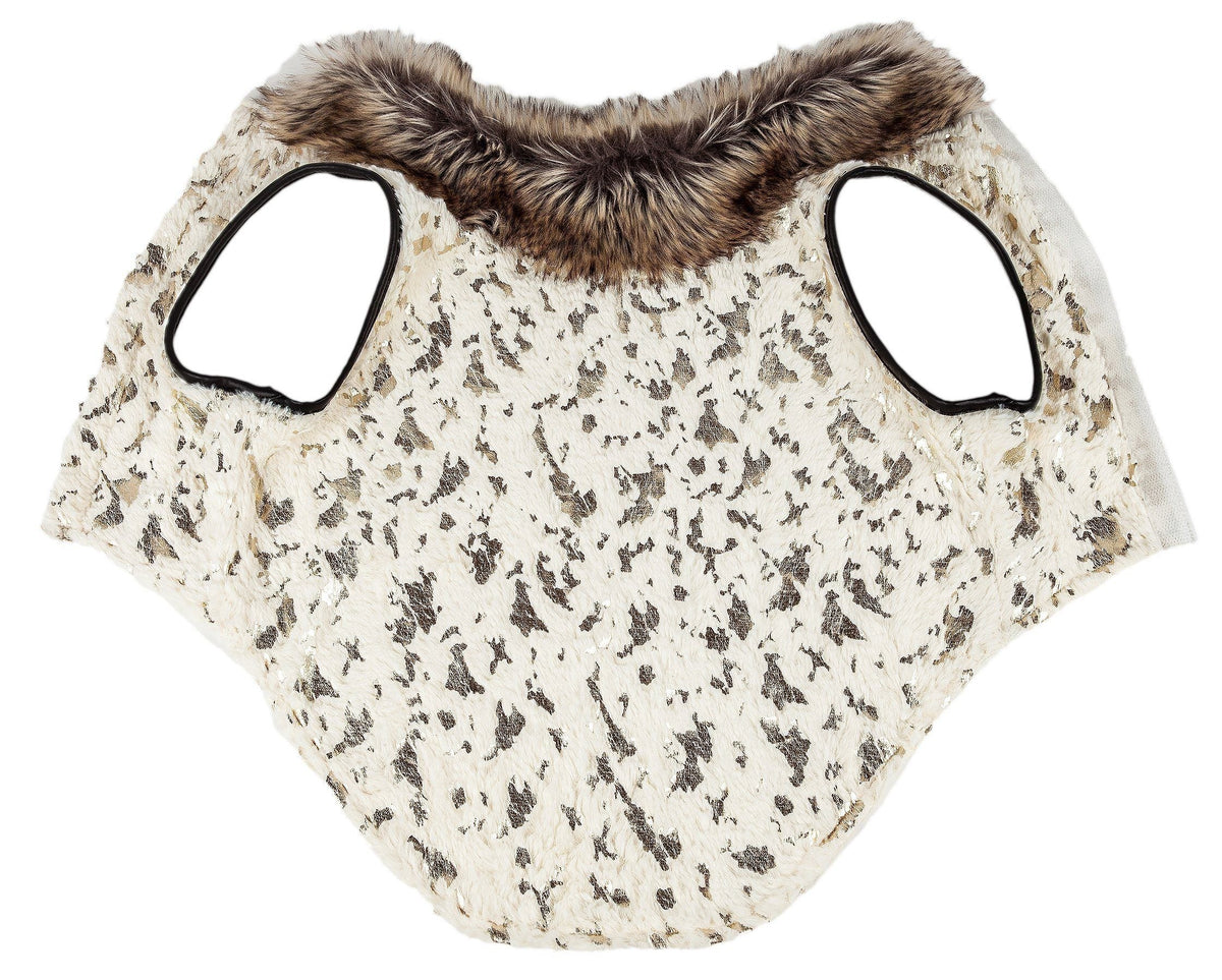 Pet Life ®  Luxe 'Gilded Rawffled' Gold-Plated Designer Fur Dog Coat