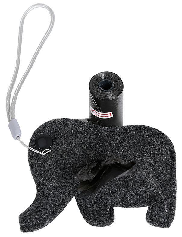Pet Life ®Fleece Elephant Shaped Travel Waste Bag Dispenser with 2 Rolls