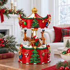 Santa's Merry Carousel Ride Spinning Musical Figurine
