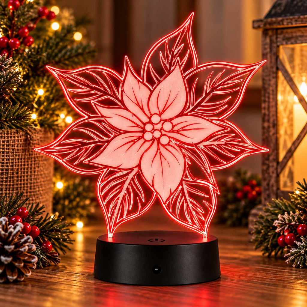 Pointsettia LED Lighted Plaque | Glowing Creation