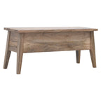 Solid Mango Wood Lift-Top Storage Bench – Oak-Ish Finish