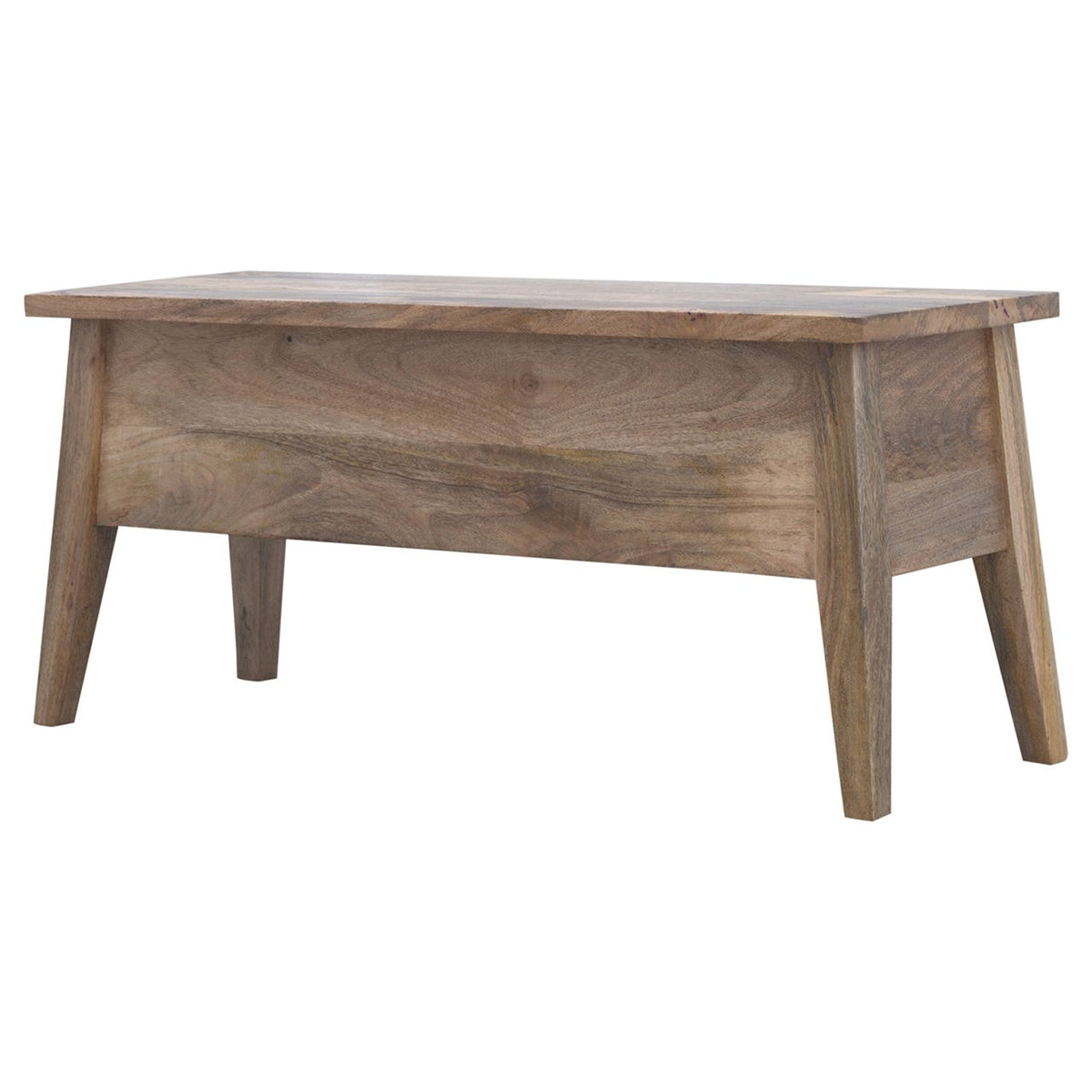 Solid Mango Wood Lift-Top Storage Bench – Oak-Ish Finish