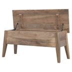 Solid Mango Wood Lift-Top Storage Bench – Oak-Ish Finish