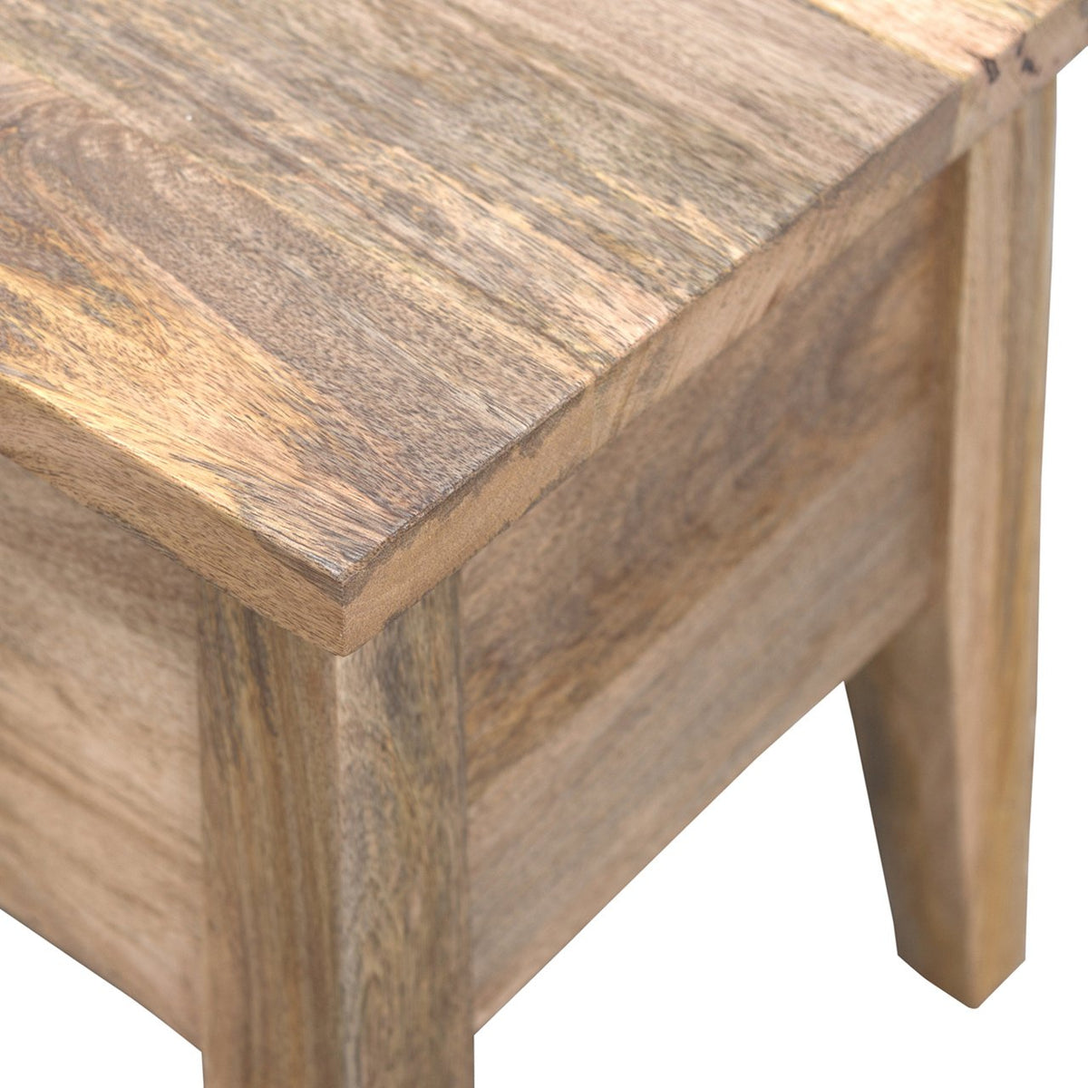 Solid Mango Wood Lift-Top Storage Bench – Oak-Ish Finish