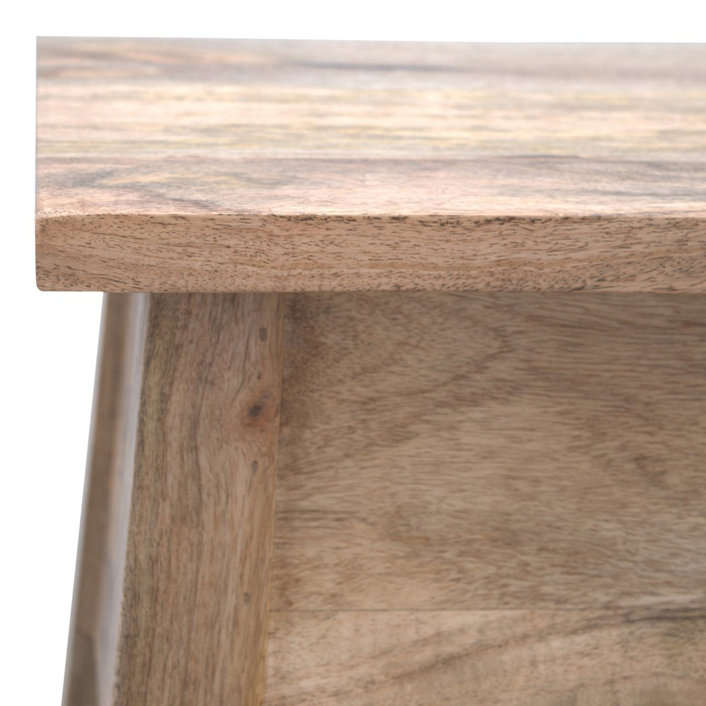 Solid Mango Wood Lift-Top Storage Bench – Oak-Ish Finish
