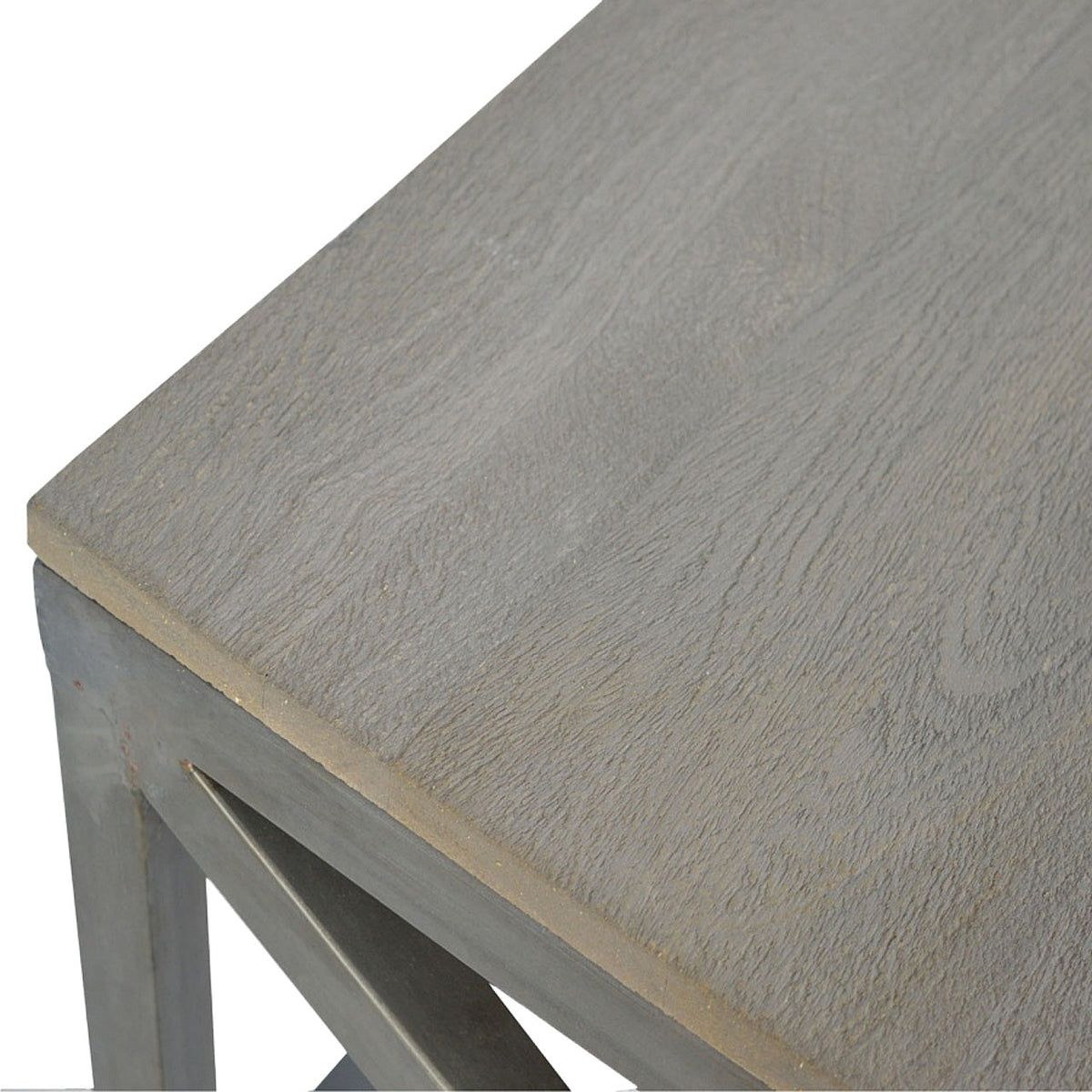 Industrial Cross Metal Solid Mango Wood Coffee Table – Oatmeal Finish